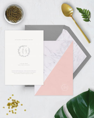 Invitación de boda mármol minimalista